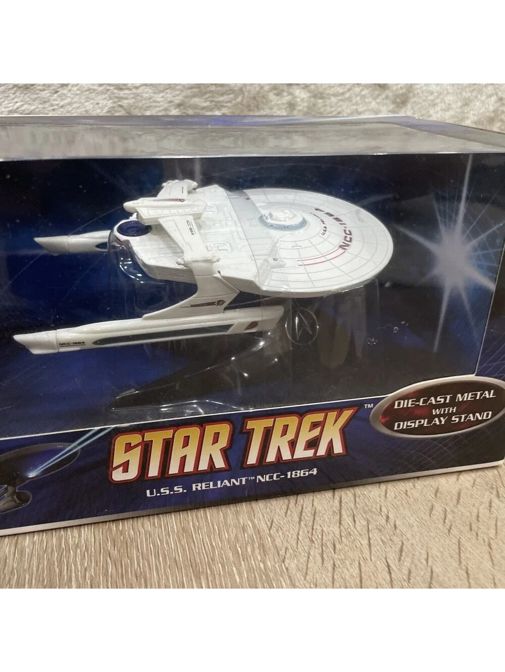 HOT WHEELS STAR TREK U.S.S. RELIANT NCC-1864 DIE-CAST W/ STAND *NEW*